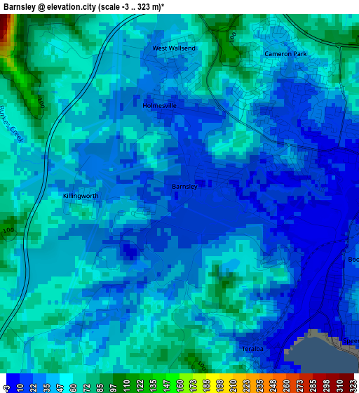 Barnsley elevation map