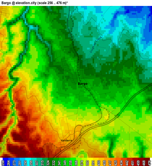 Bargo elevation map