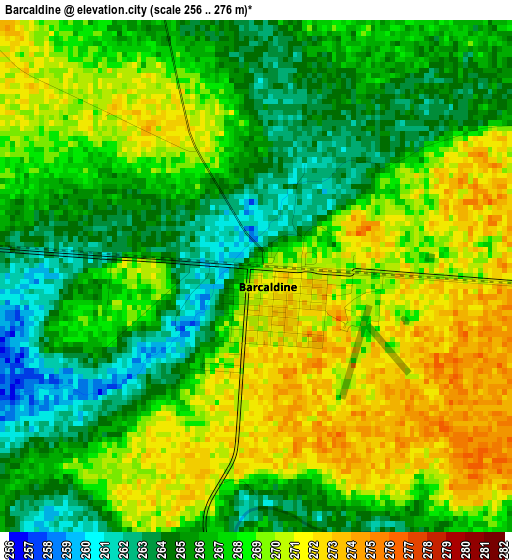 Barcaldine elevation map