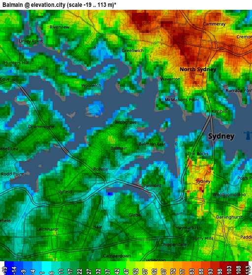 Balmain elevation map