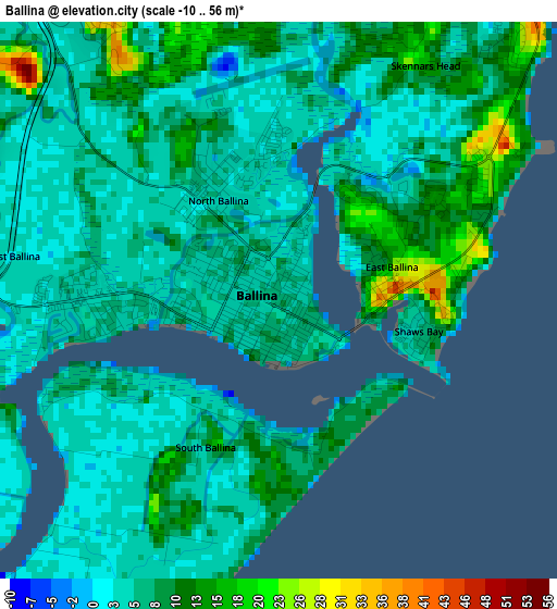 Ballina elevation map