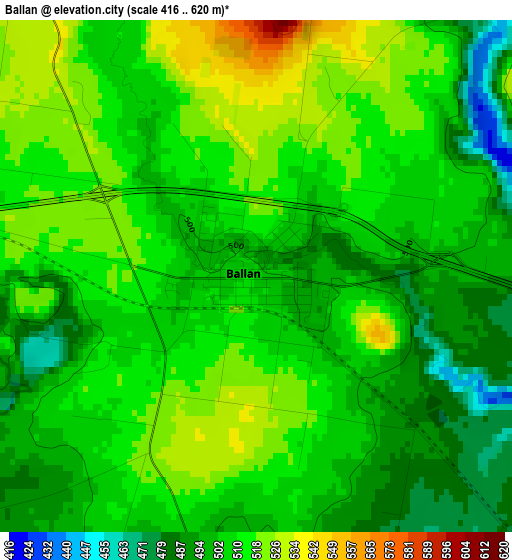 Ballan elevation map