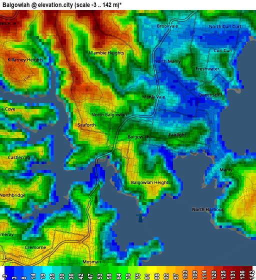 Balgowlah elevation map