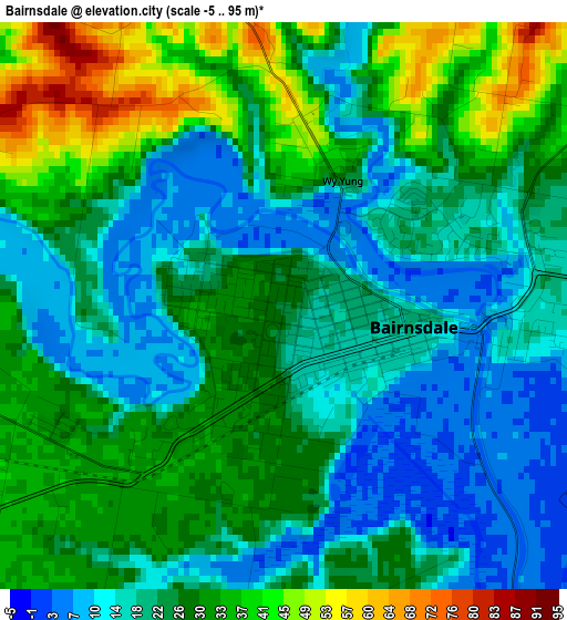 Bairnsdale elevation map