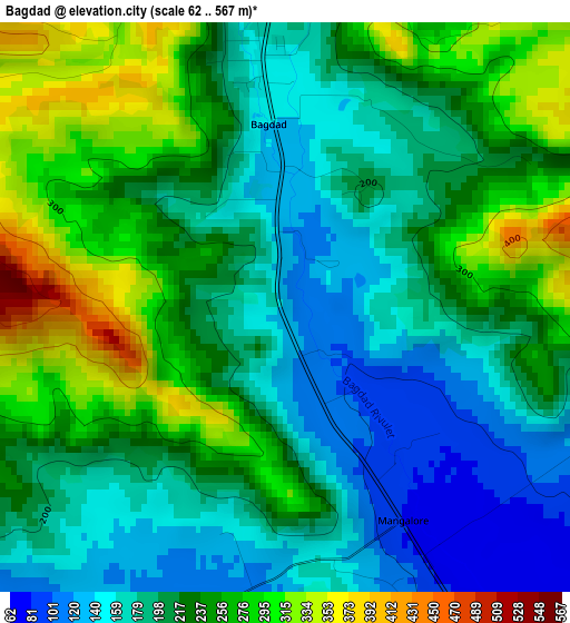 Bagdad elevation map