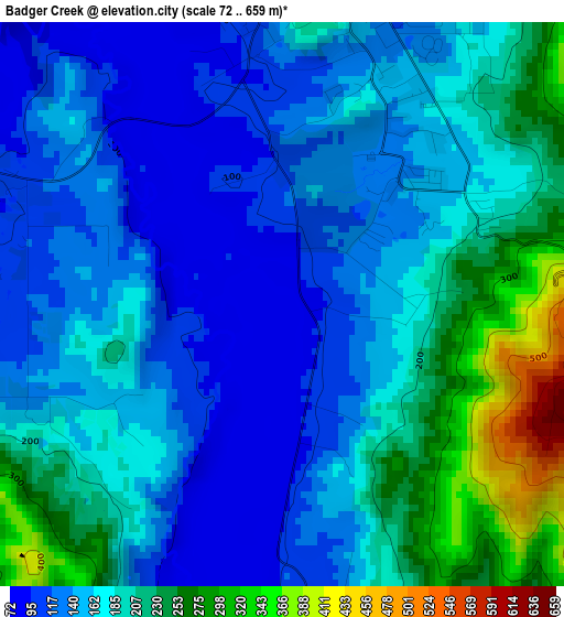 Badger Creek elevation map