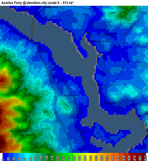 Austins Ferry elevation map