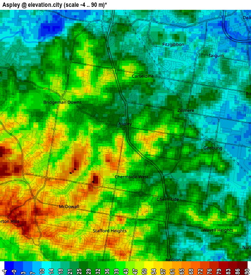 Aspley elevation map