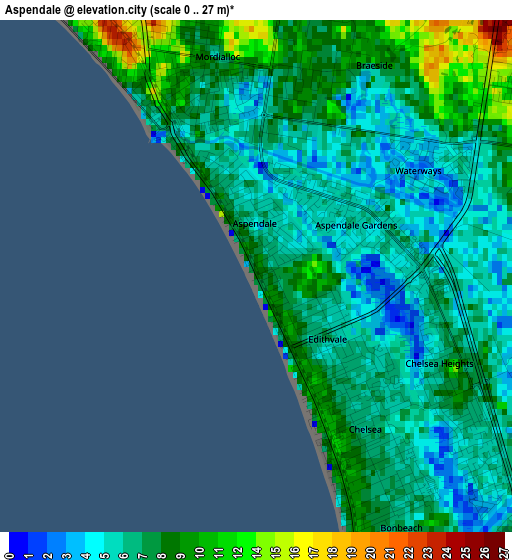 Aspendale elevation map