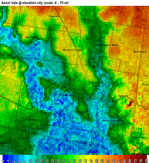 Ascot Vale elevation map