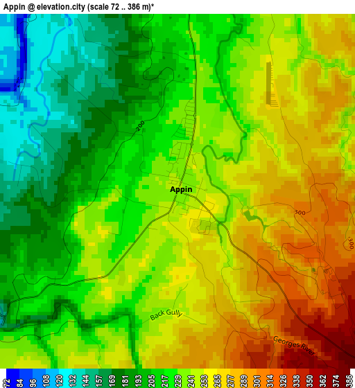 Appin elevation map