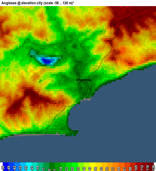 Anglesea elevation map