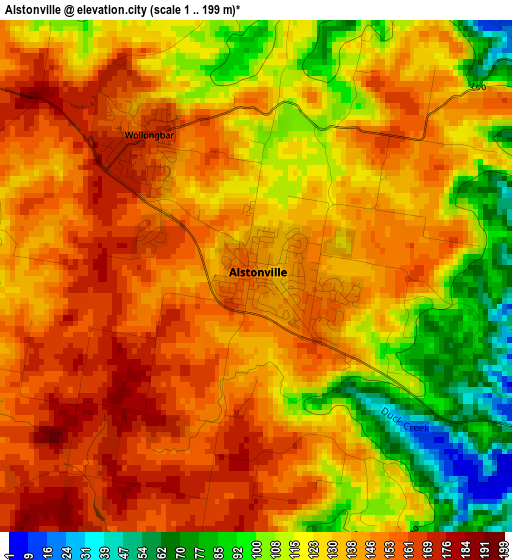 Alstonville elevation map