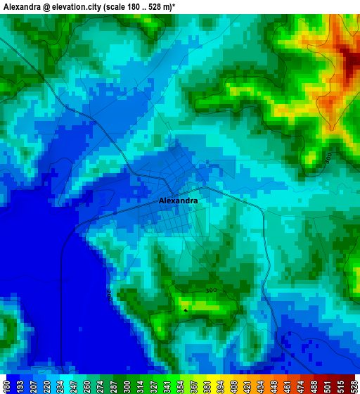 Alexandra elevation map