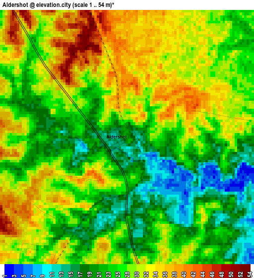 Aldershot elevation map