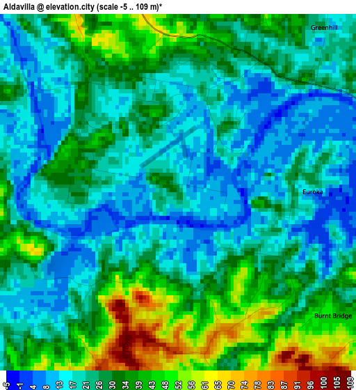 Aldavilla elevation map