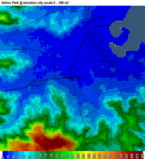 Albion Park elevation map