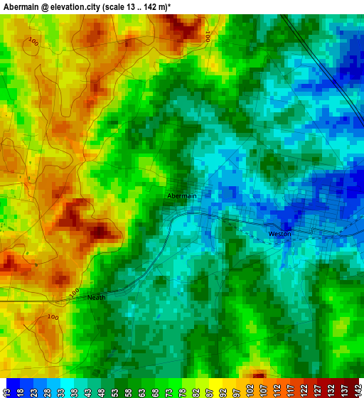 Abermain elevation map