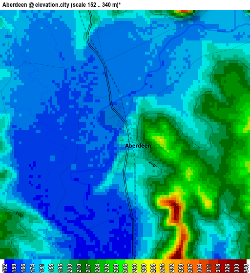 Aberdeen elevation map