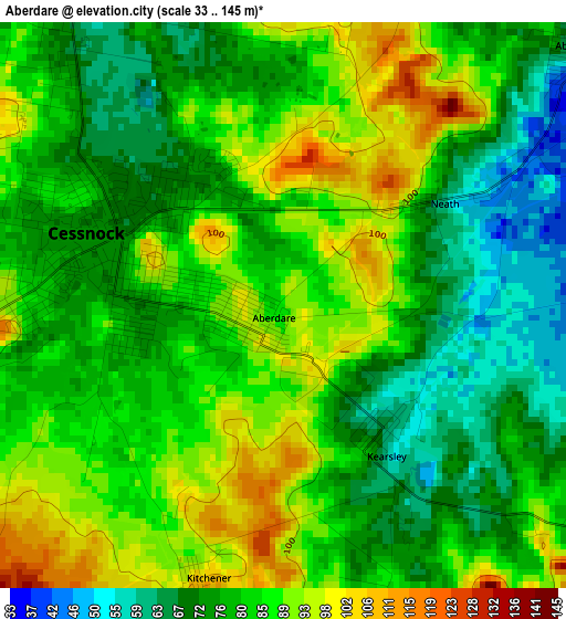 Aberdare elevation map