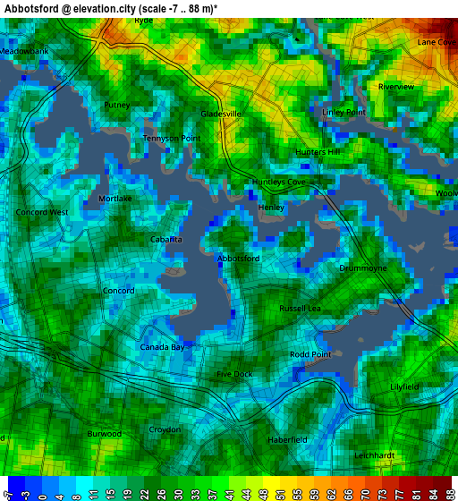 Abbotsford elevation map