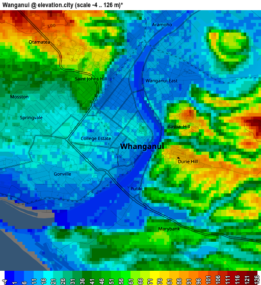 Wanganui elevation map