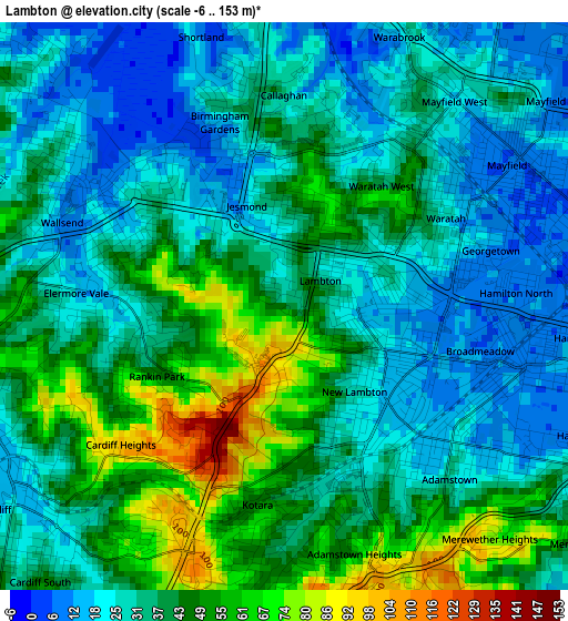 Lambton elevation map