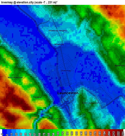 Invermay elevation map