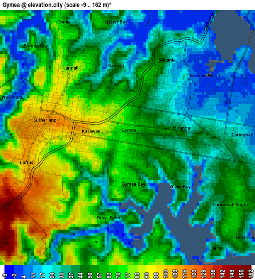 Gymea elevation map