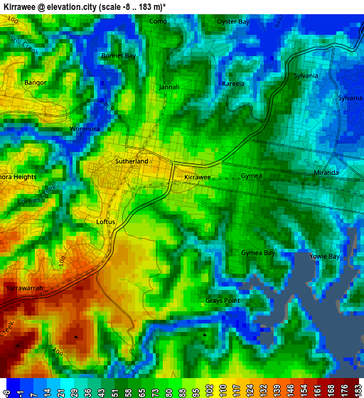 Kirrawee elevation map
