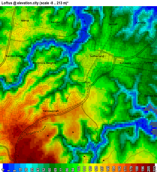 Loftus elevation map