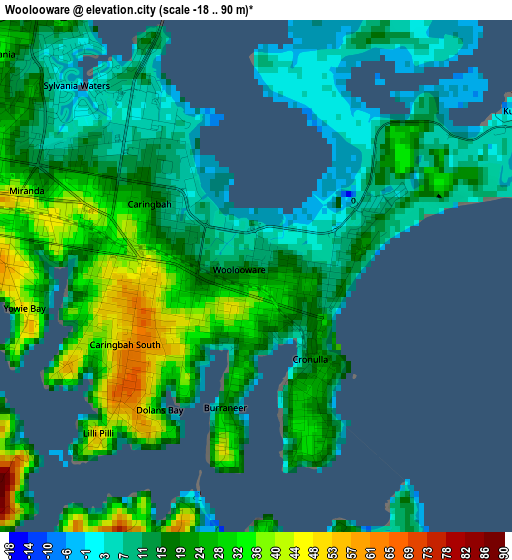 Woolooware elevation map