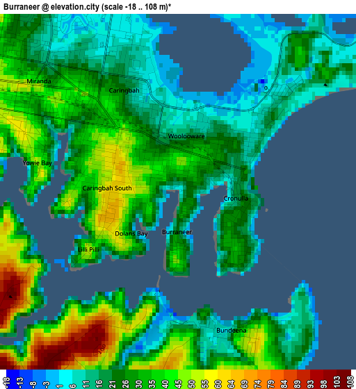 Burraneer elevation map