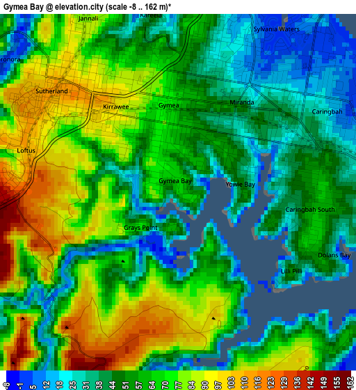 Gymea Bay elevation map