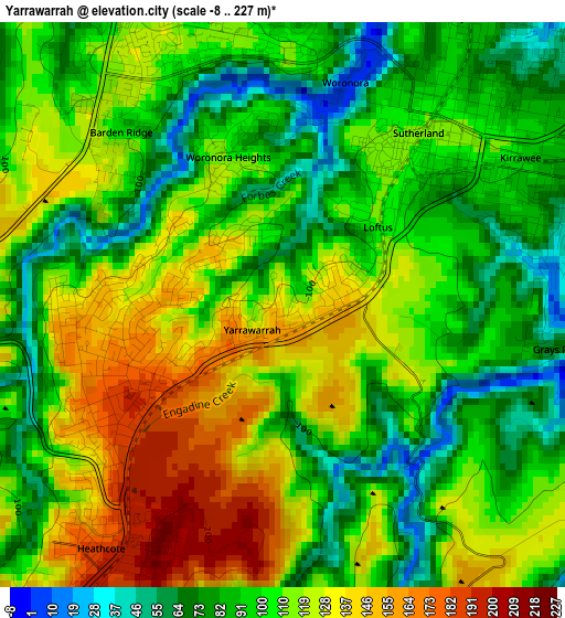 Yarrawarrah elevation map