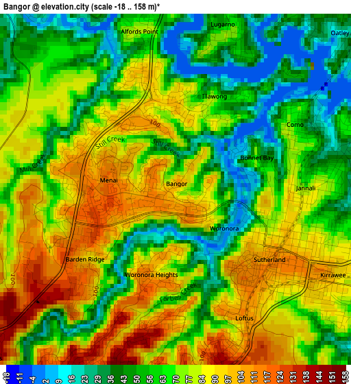 Bangor elevation map