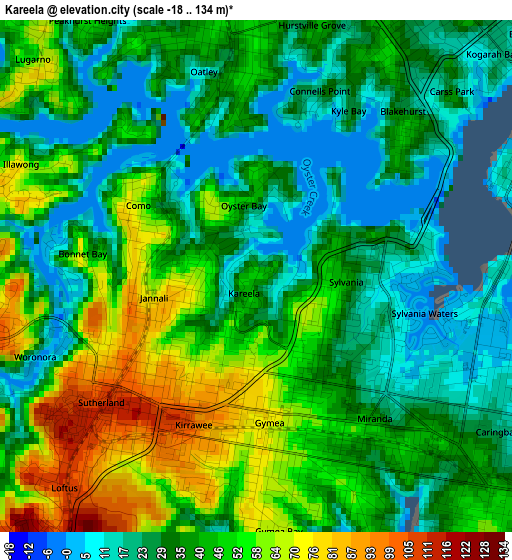 Kareela elevation map