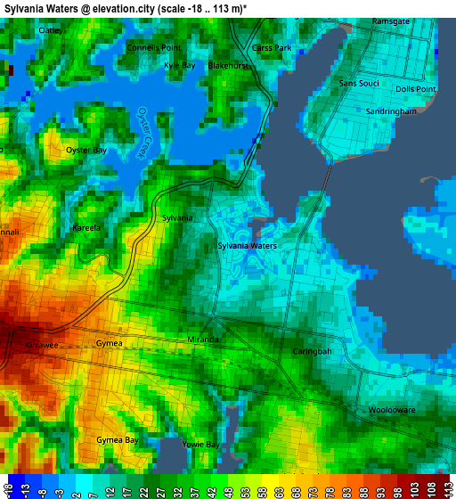 Sylvania Waters elevation map