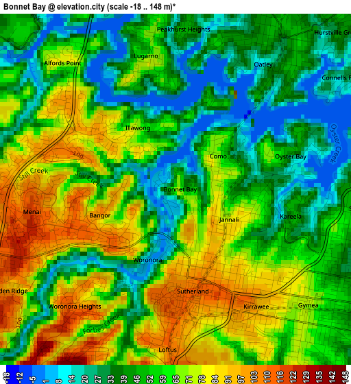 Bonnet Bay elevation map