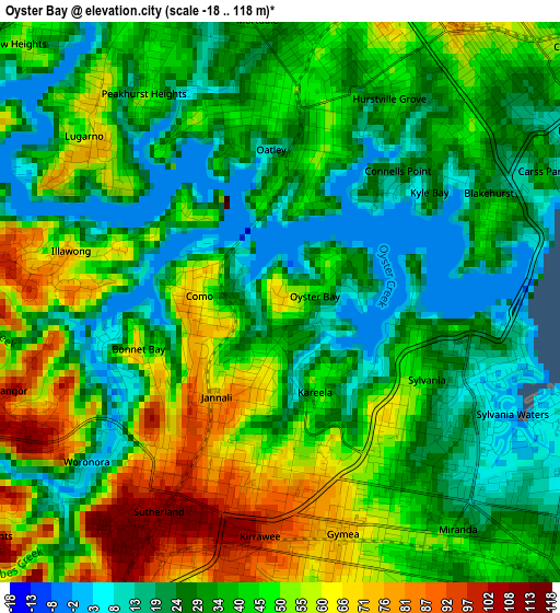Oyster Bay elevation map