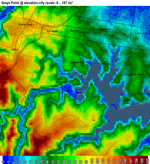 Grays Point elevation map