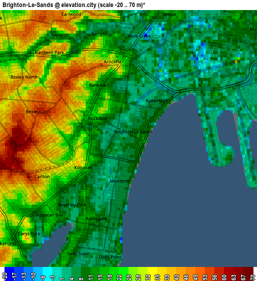 Brighton-Le-Sands elevation map