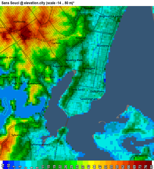 Sans Souci elevation map