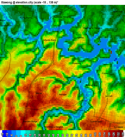 Illawong elevation map