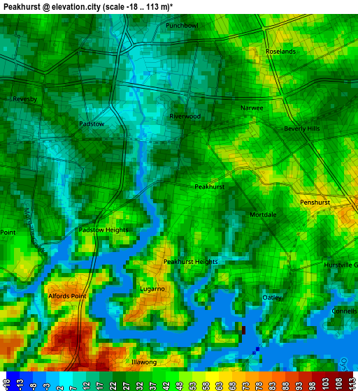 Peakhurst elevation map