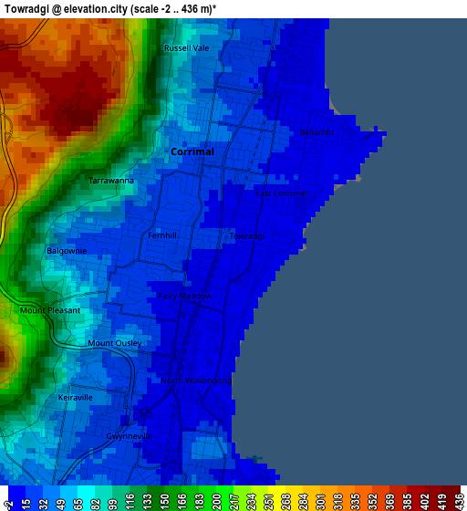 Towradgi elevation map