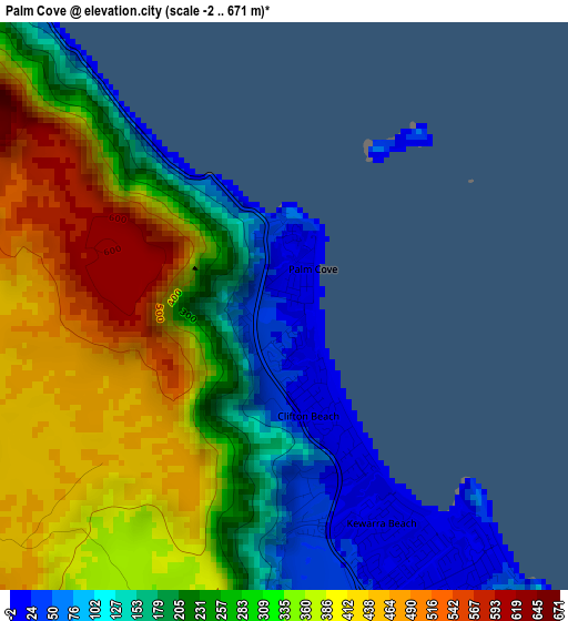 Palm Cove elevation map