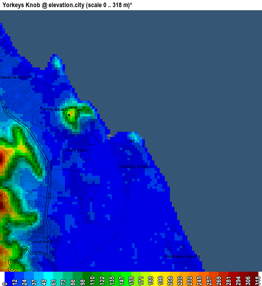 Yorkeys Knob elevation map