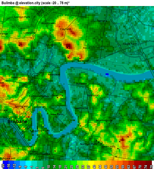 Bulimba elevation map