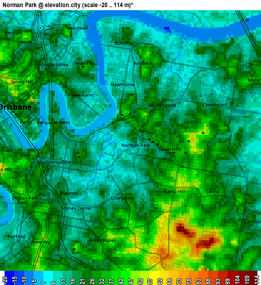 Norman Park elevation map